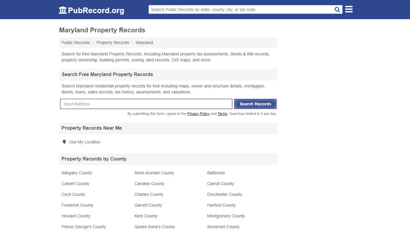 Free Maryland Property Records - PubRecord.org