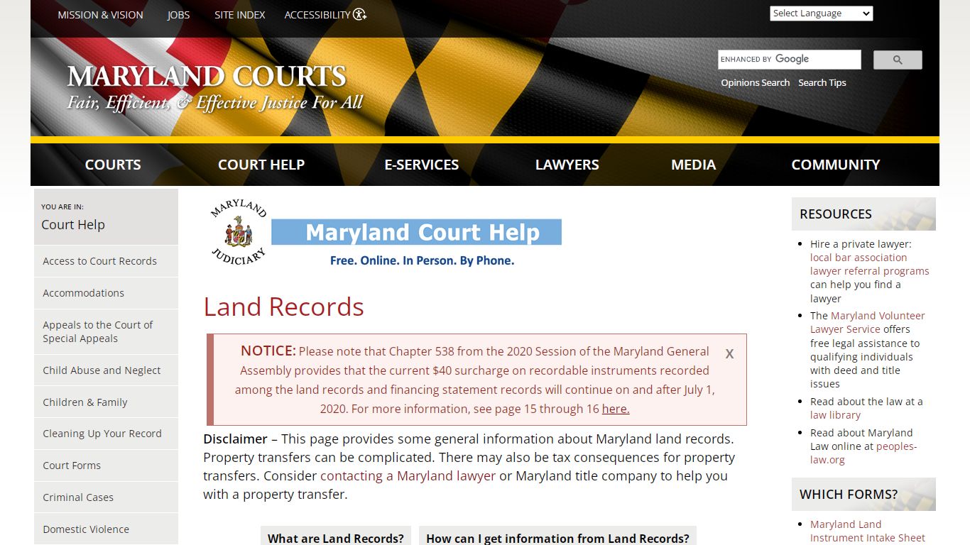Land Records | Maryland Courts